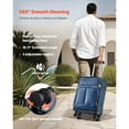 thumbnail image 5 of KFFKFF Softside Expandable Spinner Luggage Blue 20" Checked Softside Spinner Luggage with Expandable Zippered Pocket and TSA Lock, 5 of 9