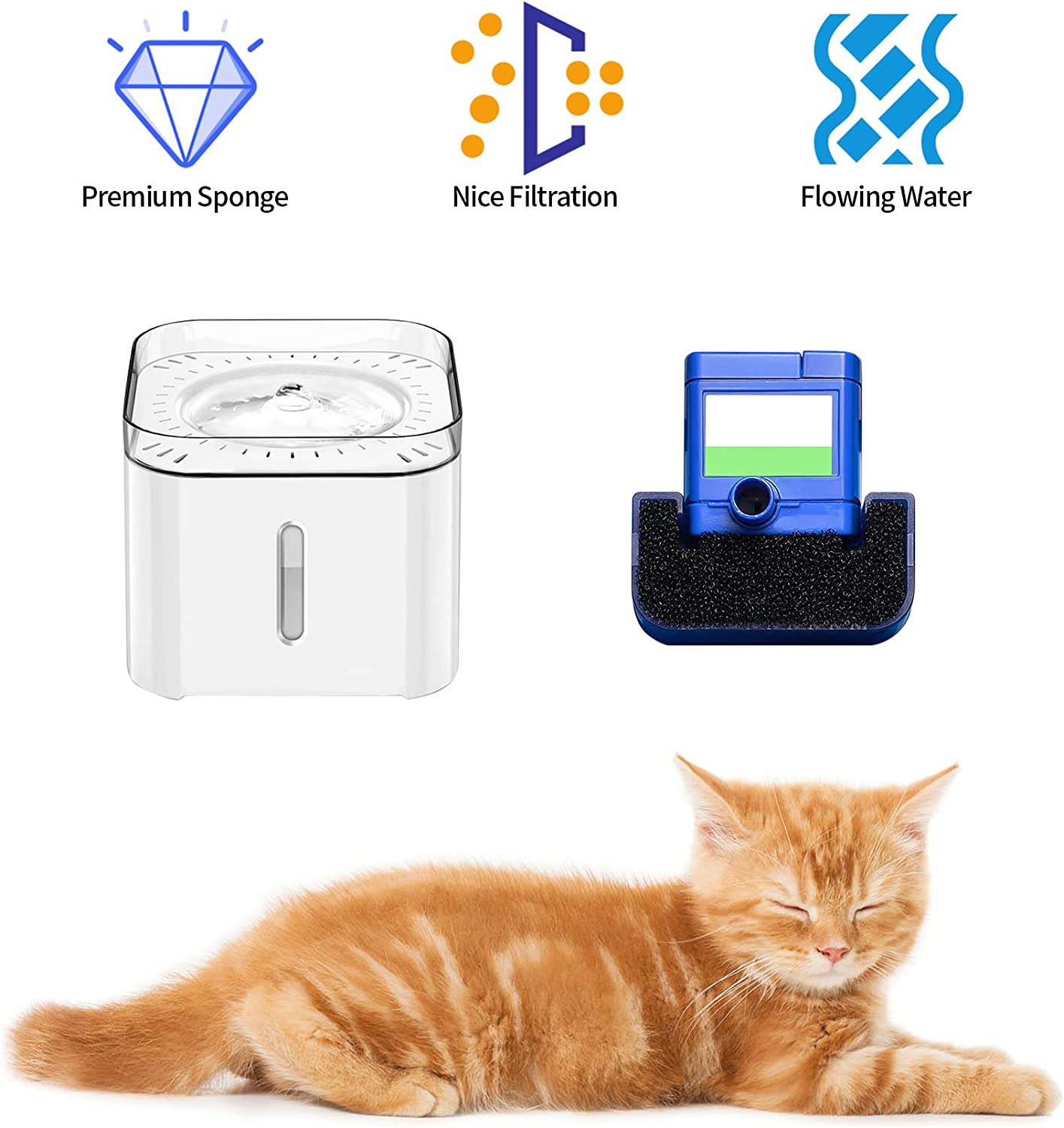 Filtres De Rechange Pour Fontaine à Eau Chat - Lot De 6 - Compatible Fontaines 2-2,5L - 5 Couches (charbon Actif, Résine)