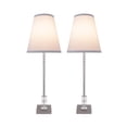 thumbnail image 3 of Aspen Creative 40156-22, Two Pack Set – 30" High Transitional Metal & Crystal Table Lamp, Pewter Finish and Hardback Empire Shaped Lamp Shade in Off White, 10" Wide, 3 of 6