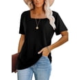 thumbnail image 1 of Camiseta Casual de Mujer Lunivop con Escote Cuadrado y Manga Corta, 1 of 3