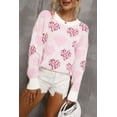 thumbnail image 5 of Women's Pink Heart Leopard Print Fuzzy Sweater with Pearled Ribbed Trim | [ZhiHiMeRi] | (US 16-18)XL, 5 of 12