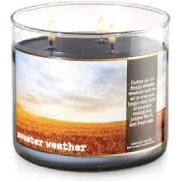 Bath & Body Works Home Sweater Weather Scented 3 Wick 14.5 Ounce Candle Limited Edition 2017 Fall