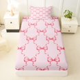 thumbnail image 3 of Manfei Pink Princess Bow Twin Sheet Sets for Girls, Cartoon Bowknot Style Bedding, 3pcs, 3 of 5