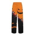 thumbnail image 3 of ASDFVBKG Mens Halloween Pajama Pants Drawstring Jogger Pants with Pockets Yellow L, 3 of 5
