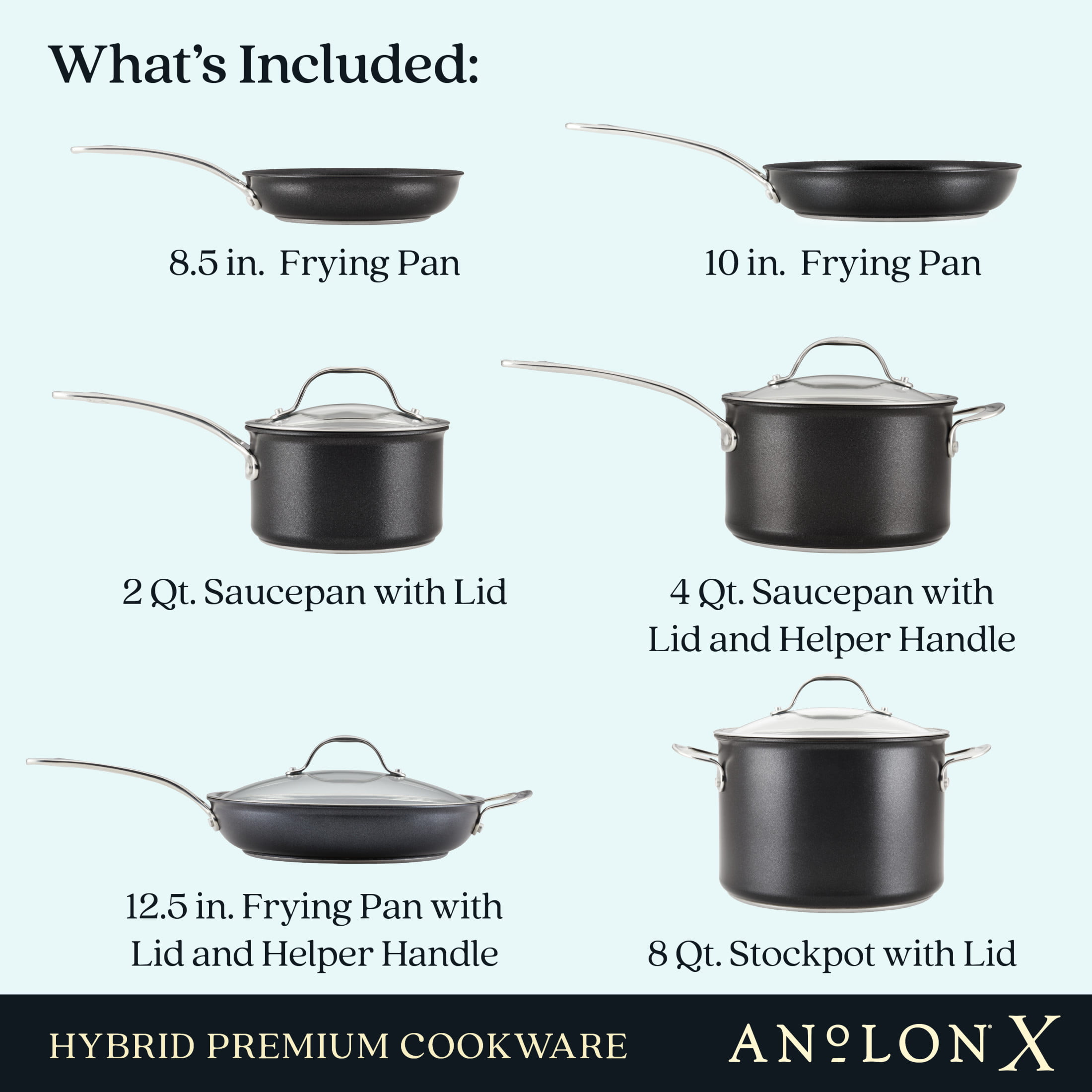 Anolon X Hybrid Non-stick Induction Frying Pan · 10 Inch · Super Dark Gray