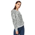 thumbnail image 4 of Women's Glitter Sequin Sweatshirt Long Sleeve Pullover Tops with Ribbed Cuffs, 4 of 5