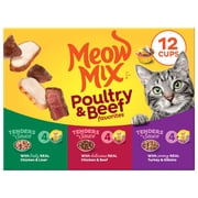Meow Mix Poultry & Beef Favorites, Wet Cat Food Variety Pack, Tenders in Sauce, 12 Count, 2.75 oz Cups