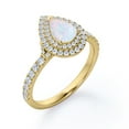 thumbnail image 4 of JeenMata Pave Set 1.5 Carat Pear Shaped White Opal and Moissanite Double Halo Cluster Engagement Ring in 18K Yellow Gold Plating over Silver, 4 of 7