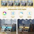 thumbnail image 3 of Blotout Twin Size Low Loft Bed with LED Lights & Storage for Kids, LED Wooden Loft Twin Size Bed with Stairs & Storage Bookcase, Loft Bed with Safety Guardrail and Under-Bed Play Space, Grey, 3 of 7