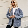 thumbnail image 2 of FJUCHAI Women's Jean Jacket Denim Jacket Buttons Oversize Denim Coats with Detachable Hood,Loose Casual Female Denim Outwear S-XXL, 2 of 9