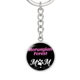 thumbnail image 2 of Norwegian Forest Cat Mom Keychain Stainless Steel or 18k Gold Circle Pendant, 2 of 7