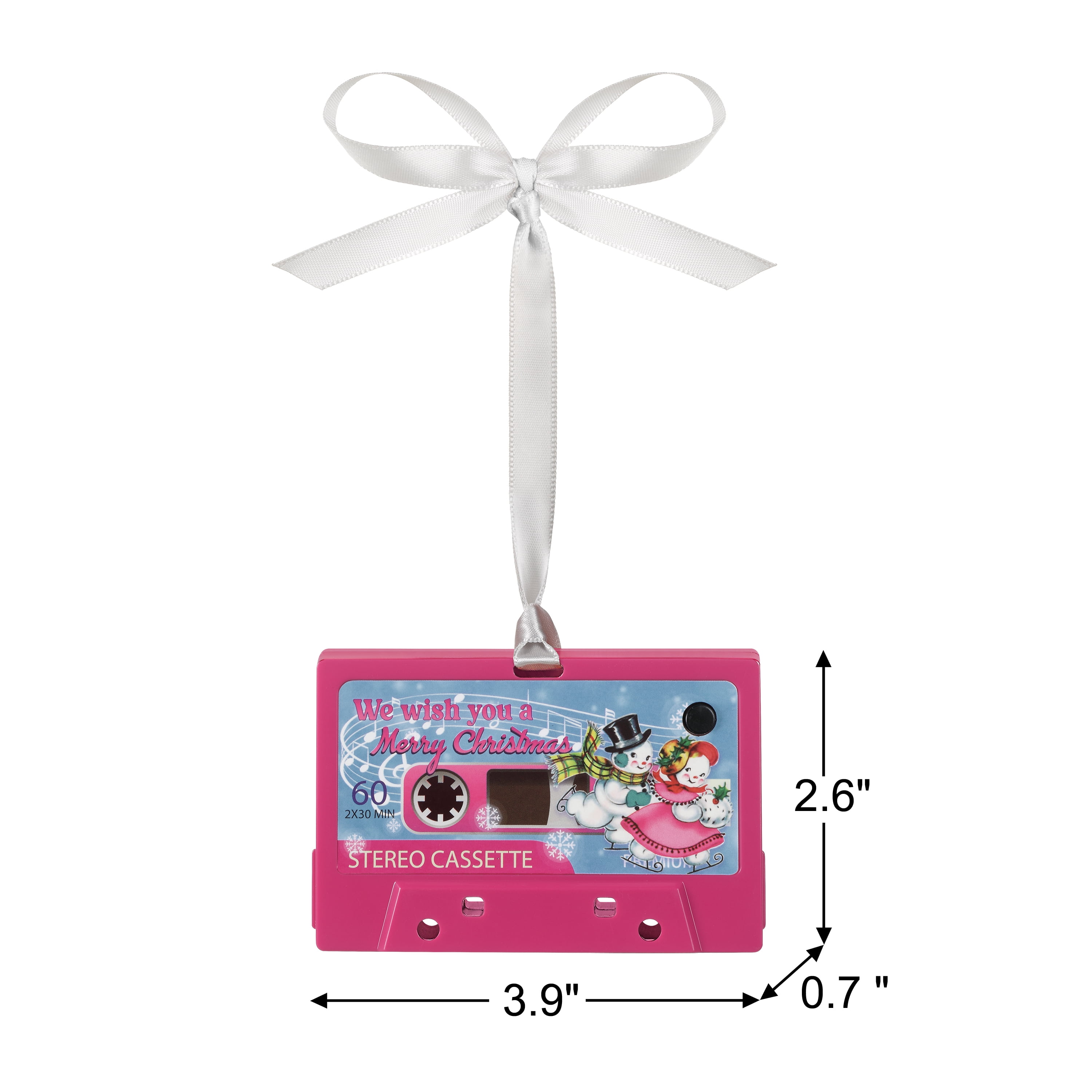 Mr. Christmas Retro Mini Cassette Ornament, Pink, Mr. Christmas Pink Cassette Ornament