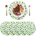 thumbnail image 3 of GZHJMY PVC Placemats 1PCS Christmas Cute Fir Trees Round Washable Anti-Skid Polyester Place Mats for Family Gathering, BBQ, Hotel Dinner Decoration 15.4in Table Mat, 3 of 7