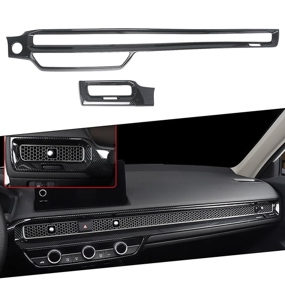 Xotic Tech Interior Dashboard Center AC Air Vent Outlet Cover Trim Compatible with Honda Civic 11th Gen 2022 (Black with Carbon Fiber Texture)