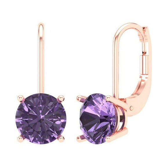 Clara Pucci 3Ct Alexandrite Round Cut VVS1 Lever Back Drop Dangle 18k Solid hypoallergenic Gold Designer Earrings For June