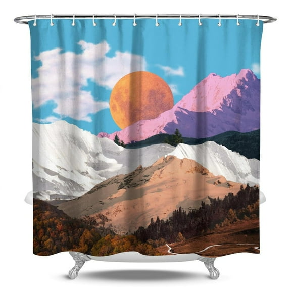 Rocket Shower Curtain Outer Space Bathroom Decor Waterproof Quick-Dry 84x72 Inch Astronaut Planet Star Constellation Design with 12 Hooks