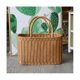 thumbnail image 4 of Basket Woven Wicker Baskets Picnic Handle Storage Rattan Market Flower Handles Straw Fruit Gift Shopping Hand Tote, 4 of 5