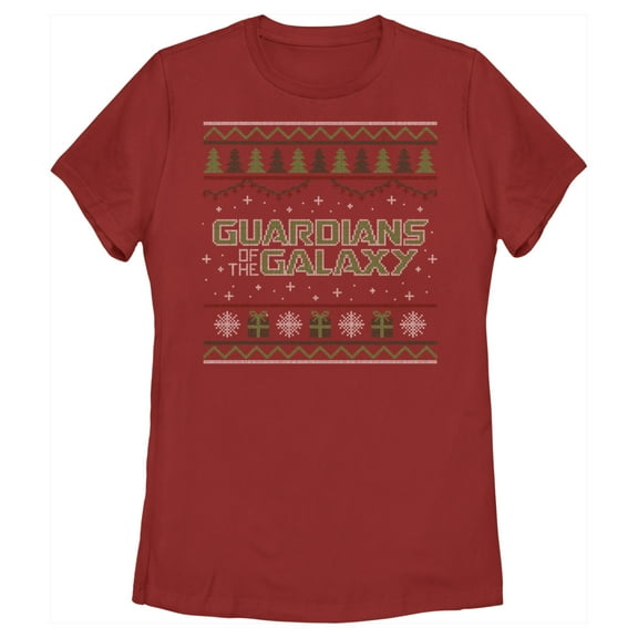 Women's Guardians of the Galaxy Holiday Special Christmas Sweater Print Graphic Tee Red 2X Large