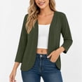 thumbnail image 2 of LNWUY Women's Lightweight Open Front Cardigans Short Sleeve Solid Color Casual Stretch Soft Knit Cardigan Sweaters Green XL, 2 of 9