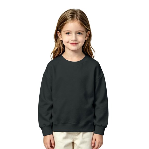 Kids' Sweatshirt Dropped Shoulder Crewneck Long Sleeve Casual Pullover Basic Comfortable Solid Color Toddler Fall Top