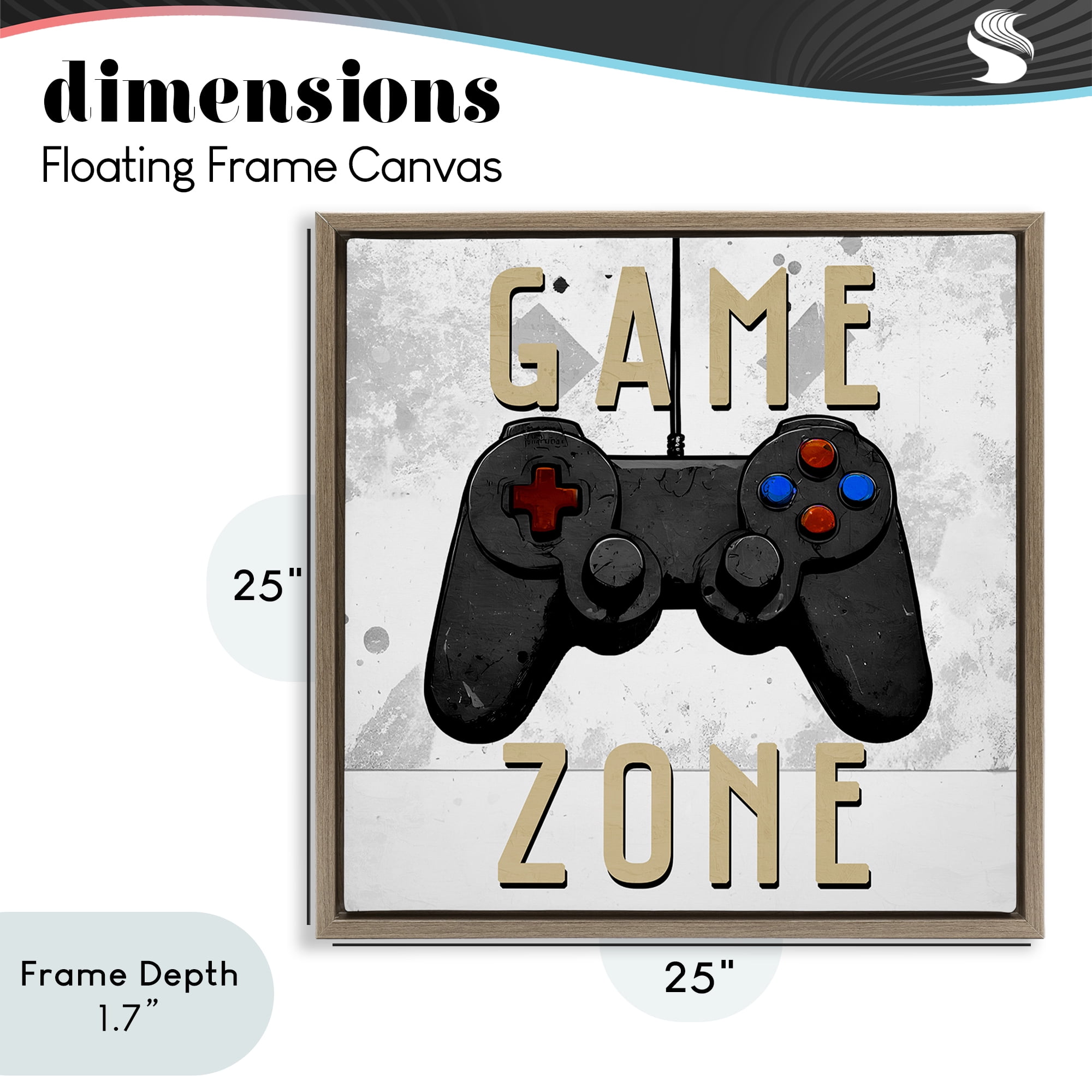 Stupell Industries Game Zone Control Brown Framed Floater Canvas Wall Art, design by Kim Allen