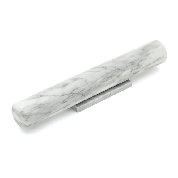 Fox Run Marble French Rolling Pin with Base, White, 11" Rolling Pin