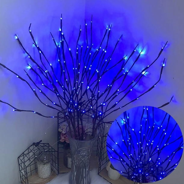 ¡Ofertas relámpago en lámparas y faroles! 1X (Azul) 20 luces Home Essentials de 30 pulgadas, luces de ramas, 20 luces LED, ramas de árbol flexibles, luces decorativas de simulación, ramas de árbol