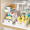 thumbnail image 1 of Vusign Organizador Debajo Del Fregadero De La Cocina, Organizador Extraíble De 2 Niveles Para Fregadero De Baño Y Gabinete De Almacenamiento, Estante De Organización De Almacenamiento Para Cocina, Bañ, 1 of 5