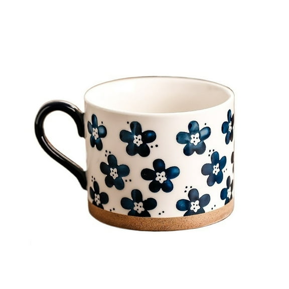 Creative Hand-painted Vintage Coffee Mug Large Capacity Ceramic Gift Cup Elegant Floral Design