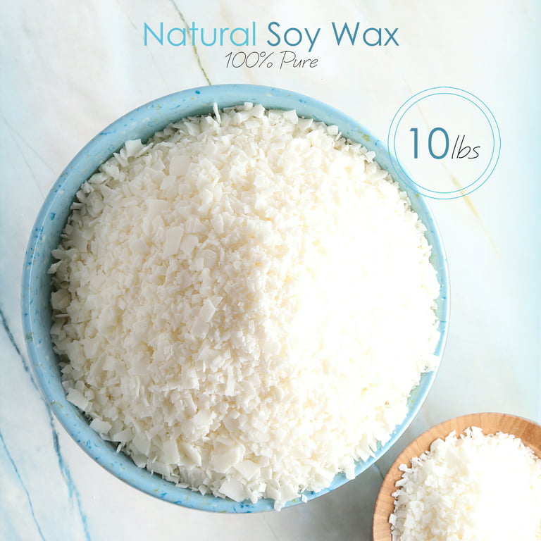 10 lbs Natural Soy Wax Flakes, 100 Cotton Wicks, 2 Metal Centering Devices  and 100 Glue Dots for Candle Making 