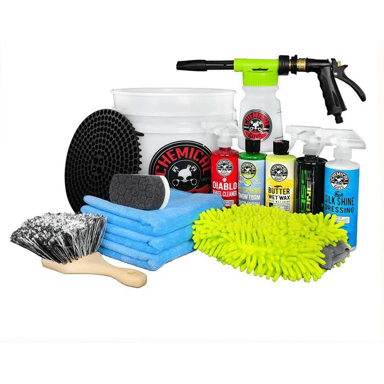 Chemical Guys HOL129 Best Two Car Wash Bucket Kit to Wash & Dry, Safe for  Cars, Trucks, SUVs, Jeeps, Motorcycles, RVs & More (11 Items Including 3 16