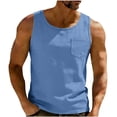 thumbnail image 2 of Xdegoge Tank Tops for Men Scoop Neck Sleeveless Casual Everyday Fashion Streetwear Relaxed Fit Front Chest Pocket Detail Solid Plain Basic Soft Breathable Summer Tops, 2 of 7