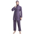 thumbnail image 2 of ZHOGXU Women's Tankini Swimsuit Long Sleeved Solid Color Zipper Top And Pants Comfortable Stylish Two Piece Swimwear For Beach Pool,Purple,Xxl, 2 of 8