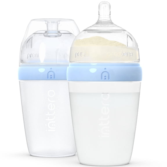 Inttero Pre-loadable Anti-Colic Baby Bottle, 9oz, 2-Pack, Cute Blue  BM-9/10-CB-MD