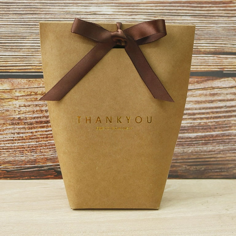 6.5 X 3.5 X 2 Inch Cardboard Brown Ribbon Gift Box
