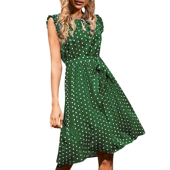 Sngxgn Women Summer Dress Sleeveless Casual Button V Neck Midi Long Dress Beach Dress(Green,M)