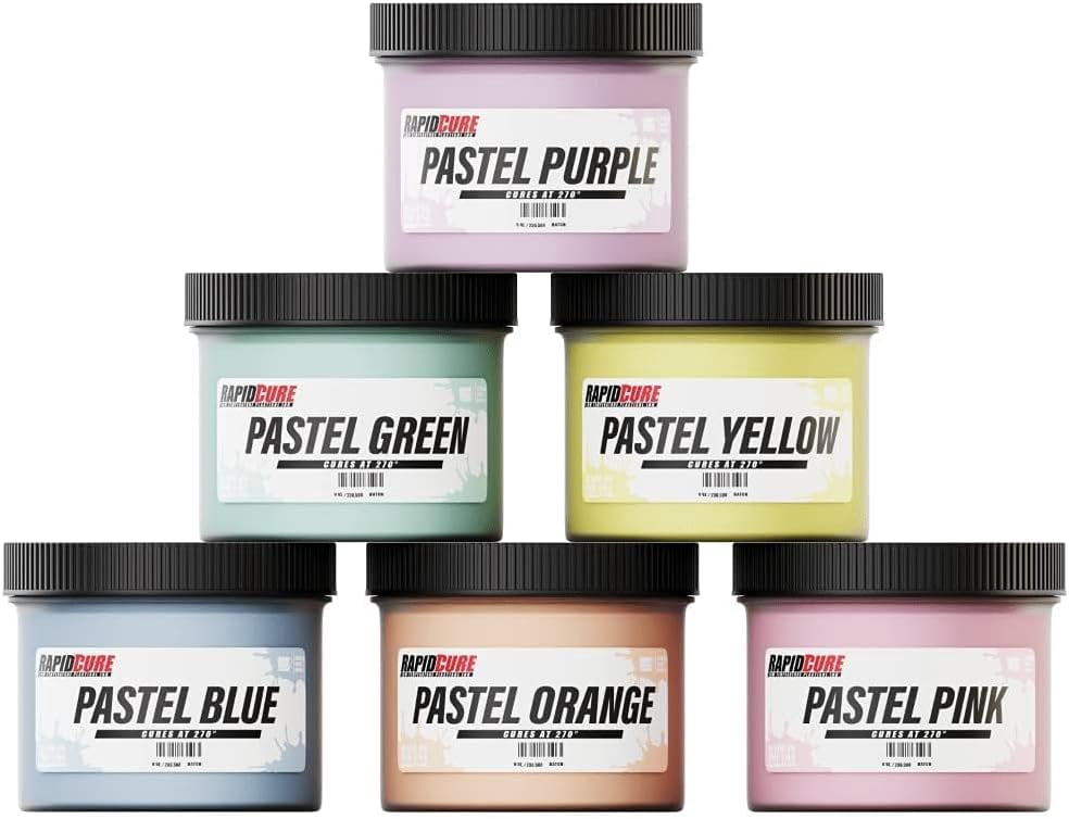 Rapid Cure Ink Kits Pastel for Screen Printing Low Temp Cure 6 – 8oz from Commercial Screen Printing to Kids Screen Printing This is The Perfect Screen Print kit.