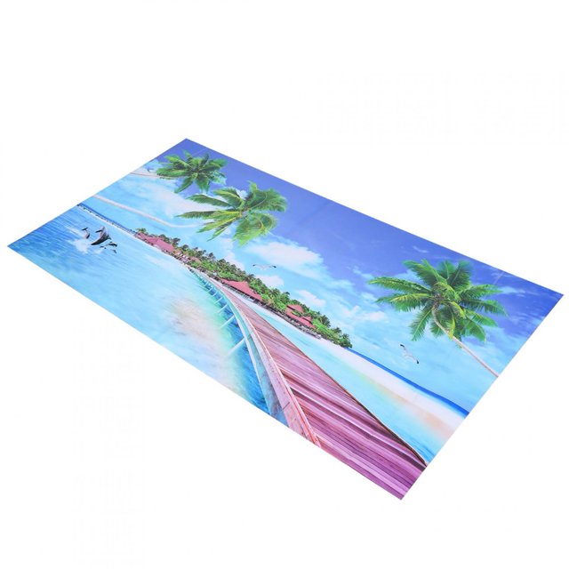 Fondo de pared de acuario, pintura, cartel de pecera, playa colorida del sol