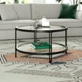 thumbnail image 6 of Evelyn&Zoe Inez 32" Wide Round Coffee Table with Glass Shelf in Blackened Bronze, 6 of 8