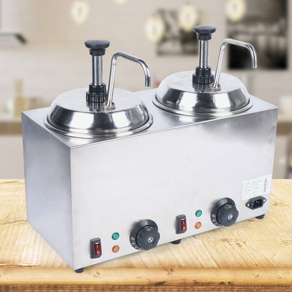 Commercial Hot Fudge Warmer Nacho Cheese Sauce Warmer w/ Pump Dispenser 1600W