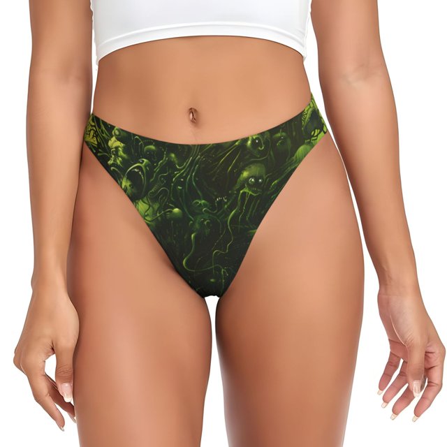 Fotbe Screaming Horror Art Tanga Sin Costuras para Mujer con Estampado – Panties Invisibles, Transpirables y Cómodos para Uso Diario-Small