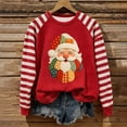 thumbnail image 4 of Craaazy Women's Christmas Printed Long Sleeve Striped Printed Round Neck Sweatshirt Tops Gifts, 4 of 6