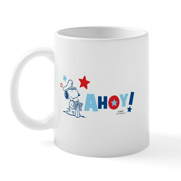 CafePress - Snoopy AHOY Mugs - 11 oz Ceramic Mug - Novelty Coffee Tea Cup
