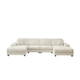 thumbnail image 6 of JERFIT Modern U-Shaped Convertible Sectional Sofa with Storage, Corduroy Fabric, 4-Seat Large Chaise Lounge for Living Room, Beige, 6 of 8