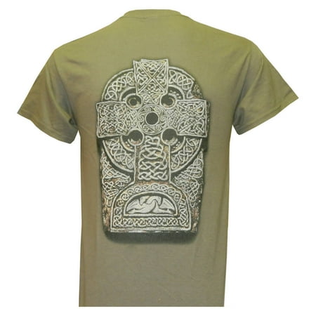 Celtic Cross Adult T-shirt - Men's Celtic Cross T Shirt, Large, Olive Green