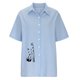 thumbnail image 3 of Gibobby Playera de Manga Corta con Cuello Redondo Algodón Casual Suelto Personalidad Impreso Solapa Botón Manga Corta(Azul,M), 3 of 4