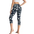 thumbnail image 2 of HELLHERO Leaf Printed Capri Leggings for Women Athletic Yoga Pants Tummy Control Yoga Leggings with Pockets, M, 2 of 7