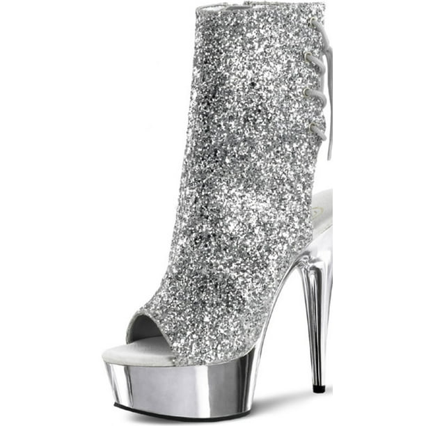 sparkly silver ankle boots