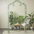 thumbnail image 2 of DecMode 91" Indoor Outdoor Arched Vine Green Metal Leaf Garden Arbor, 2 of 9