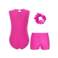 thumbnail image 2 of inlzdz Kids Girls Shiny Rhinestone Gymnastic Leotards with Shorts Ballet Dance Bodysuit Swimsuit Hot Pink-A 6, 2 of 5